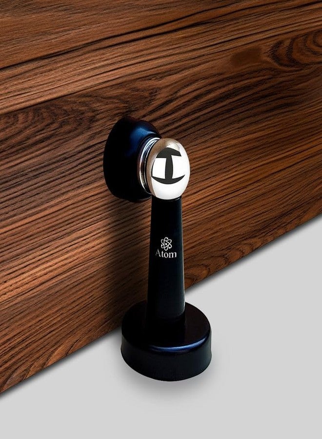 ATOM Magnetic Door Stopper for Main Door/Home/Gate - Heavy Duty 360° Soft-Catch Door Magnet Stopper Holder/Catcher - Black Finish (Pack of 5) - Image 1